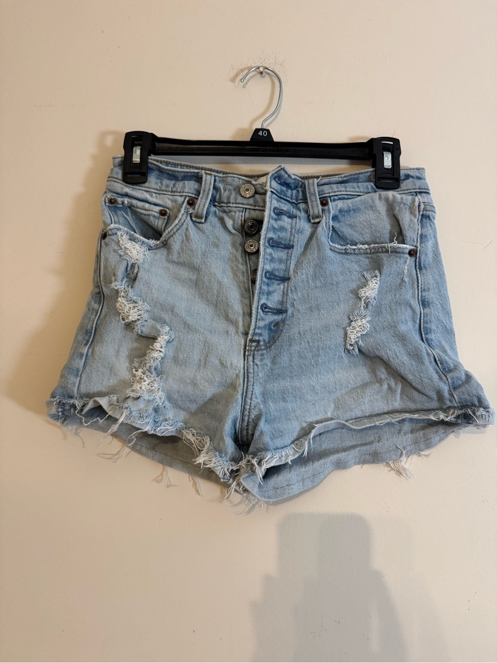 Abercrombie High Rise Distressed Denim Shorts Women’s Size 4